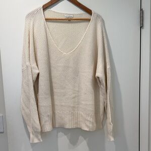 Lucky Brand Cream V-Neck Knit Sweater